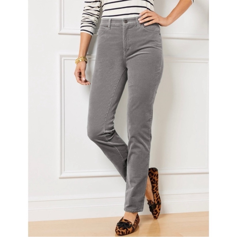 Talbots Slimming Flawless Five Pocket Corduroy Straight Leg Pants Smoke Grey 12